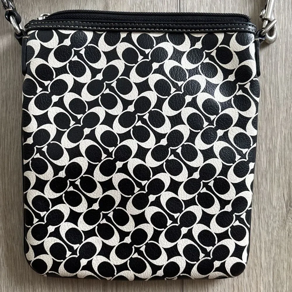 Coach Chelsea Logo Gray Heritage Stripe 90s Y2K VeganBlack Opt Art Crossbody Bag